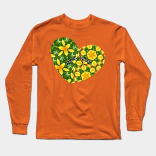 The pattern of blue and yellow tangerines. Long Sleeve T-Shirt